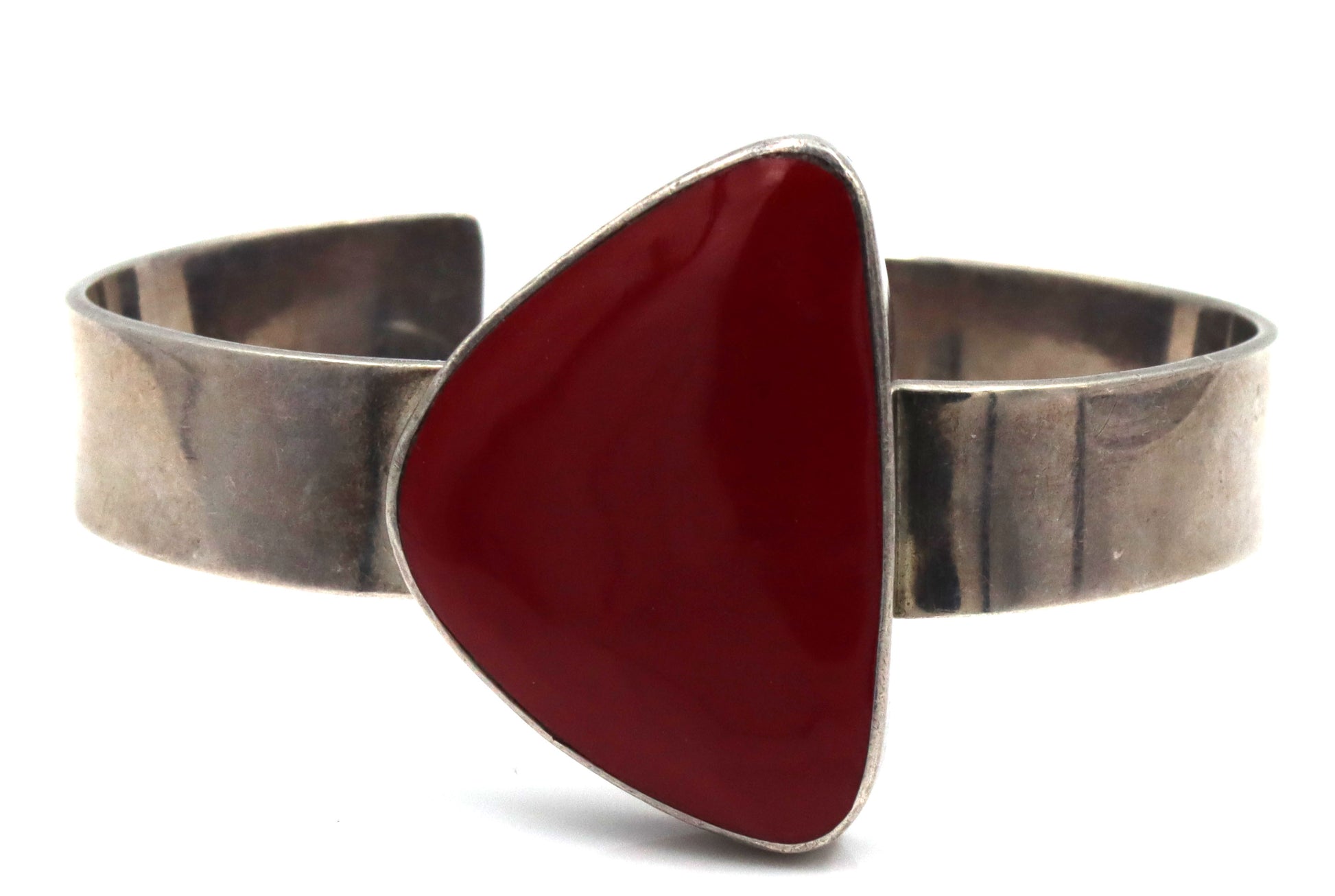 Lot of 2 Vintage 925 sterling silver Coral cuff bangles