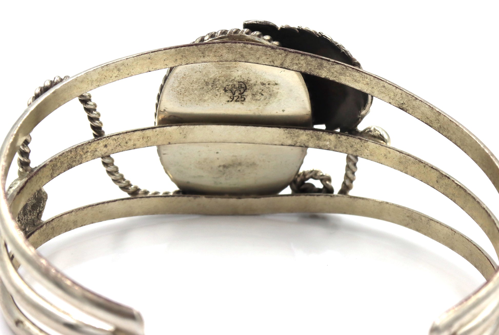 925 Sterling silver signed turquoise cuff bangle