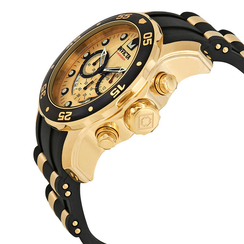 Invicta Pro Diver Chronograph Gold Dial Black Strap Men's Watch