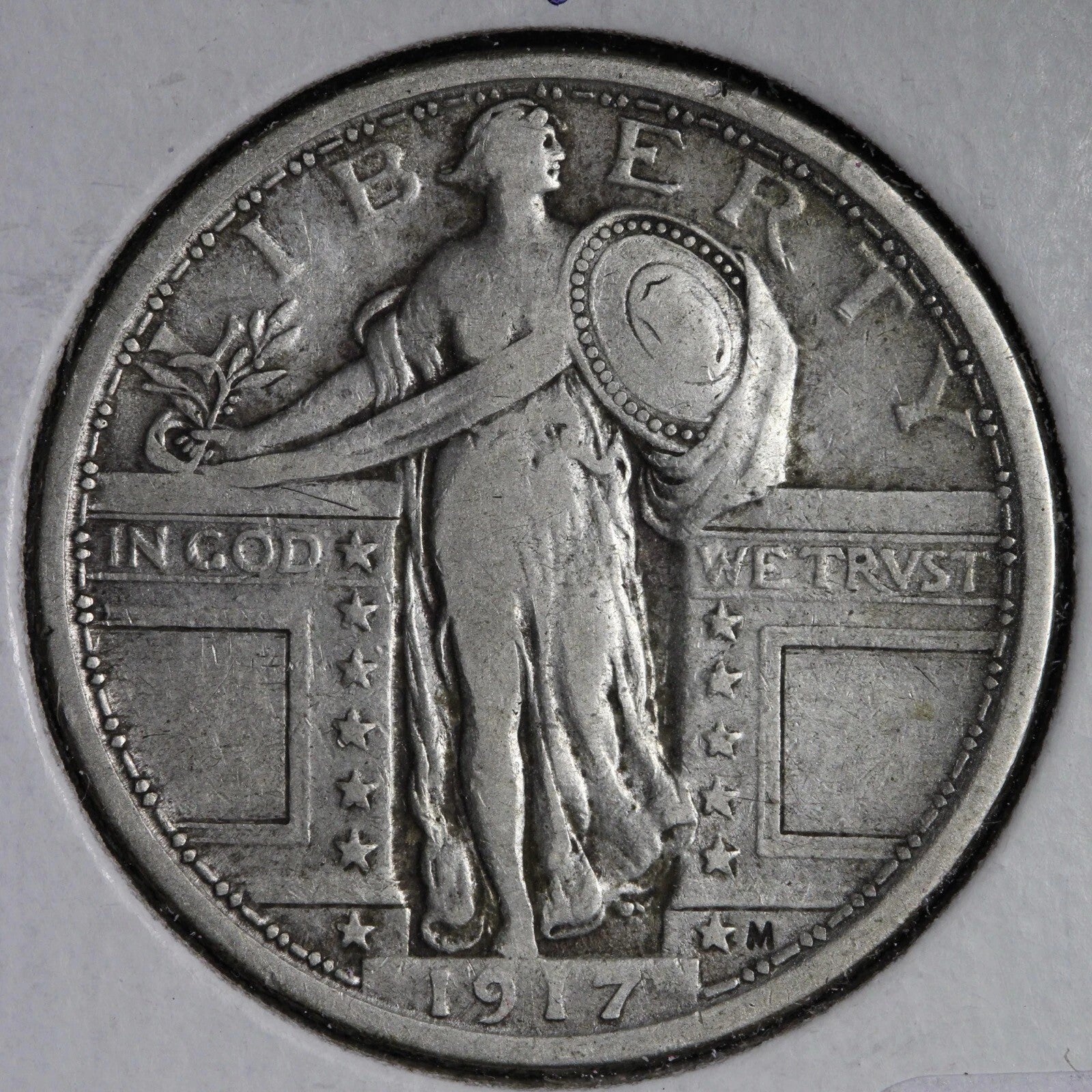 1917 Standing Liberty Quarter Type 1 Silver Quarter Better Early Issue Fine (F12) Details