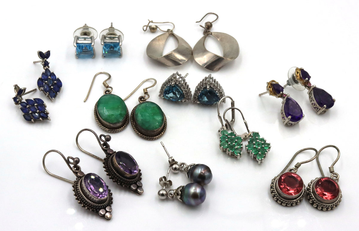 10 Pair of 925 sterling silver earrings