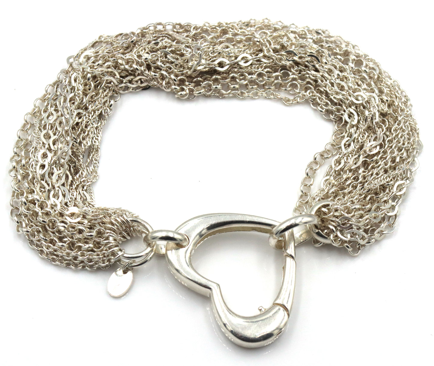 925 Sterling silver multi strand bracelet with heart shaped clasp