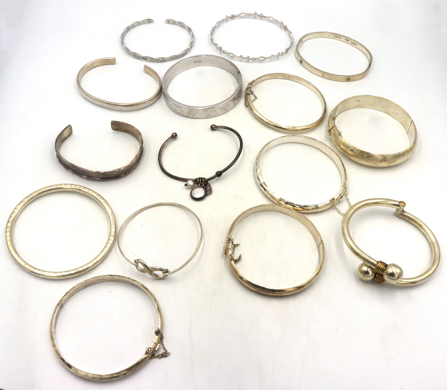 Big group lot of vintage 925 sterling silver bangles