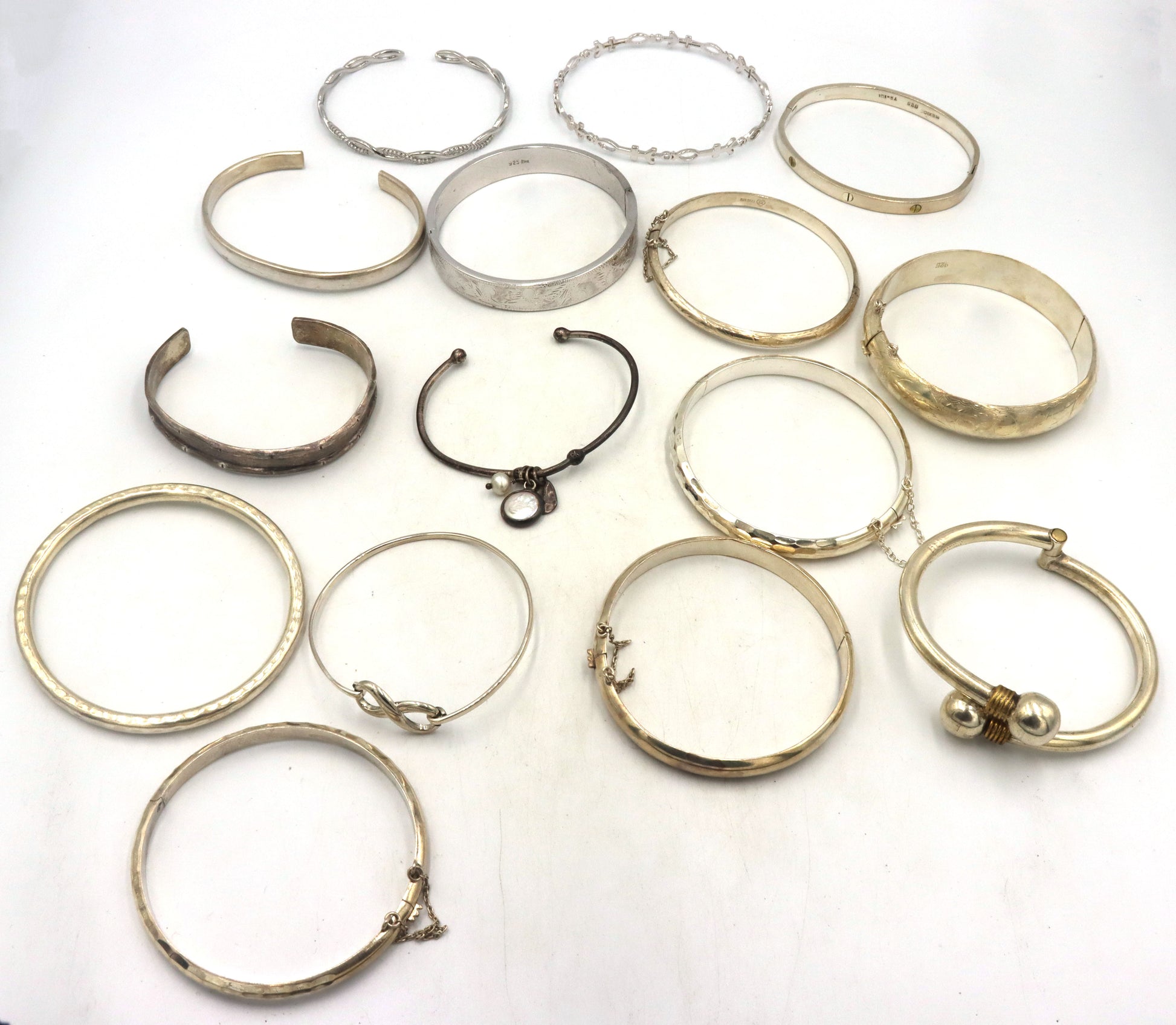 Big group lot of vintage 925 sterling silver bangles