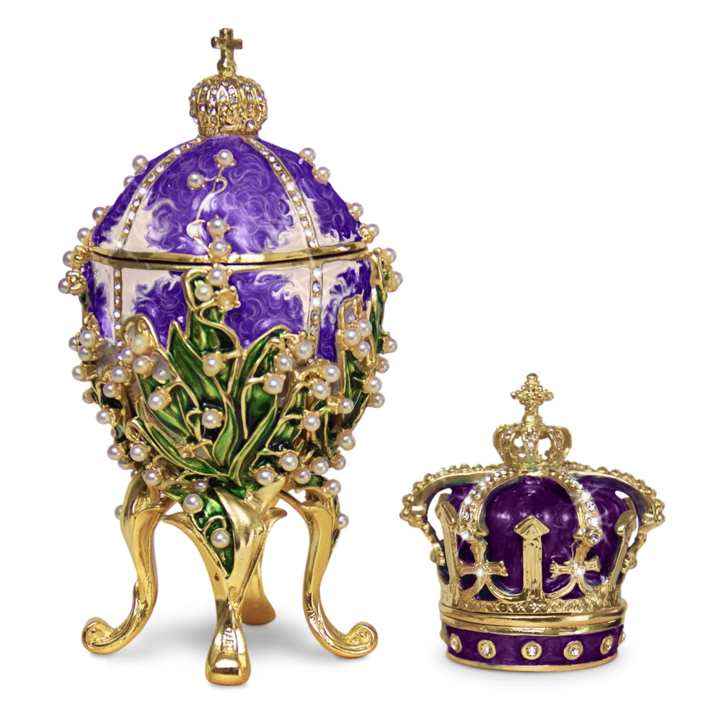Purple Lilies of the Valley Easter Egg Replica – Extra Large with Crown