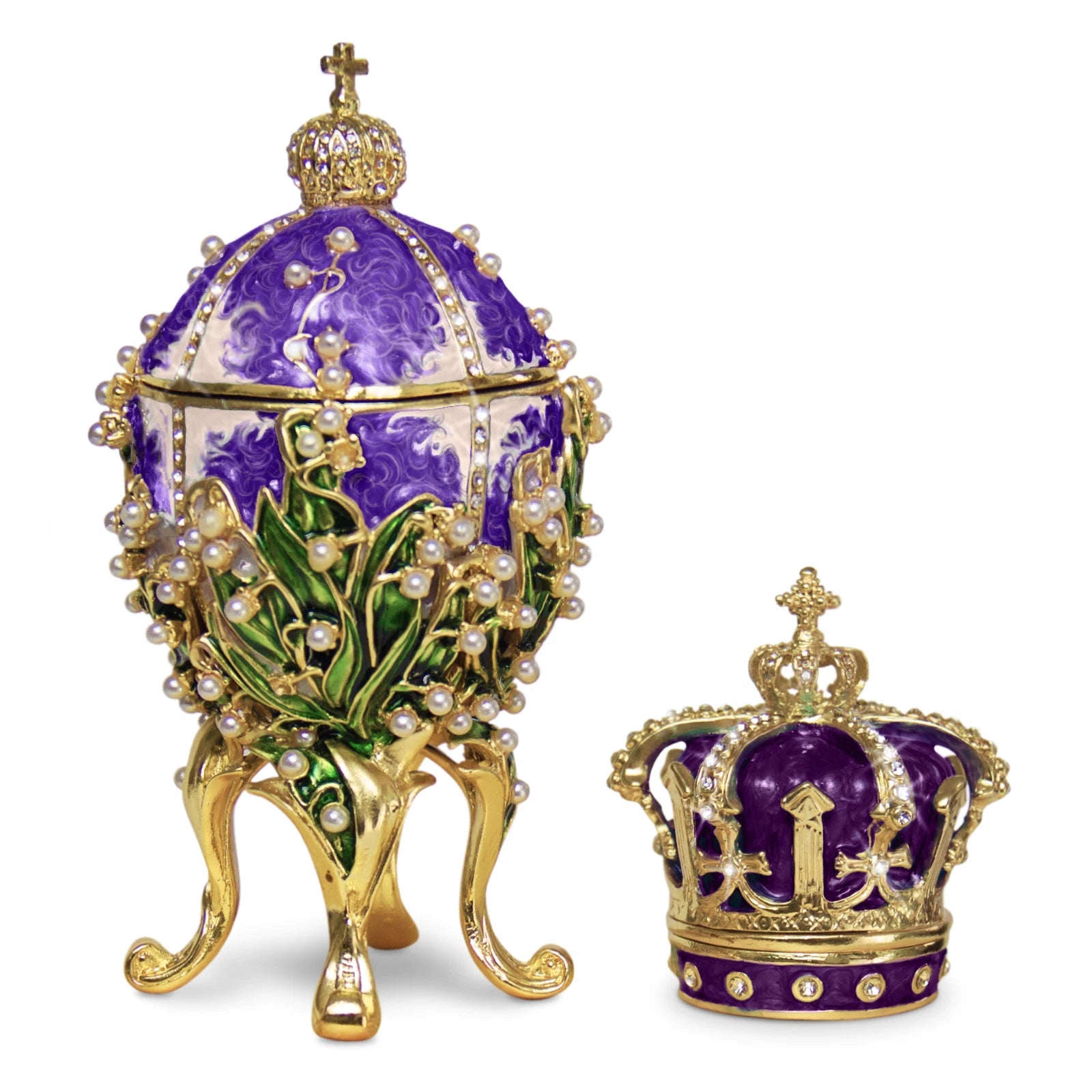 Purple Lilies of the Valley Easter Egg Replica – Extra Large with Crown