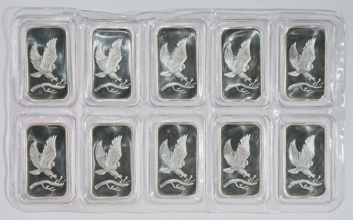 ND Silver 1 oz Private Mint Ingot Bars (10-Piece Strip) 9.99 oz ASW
