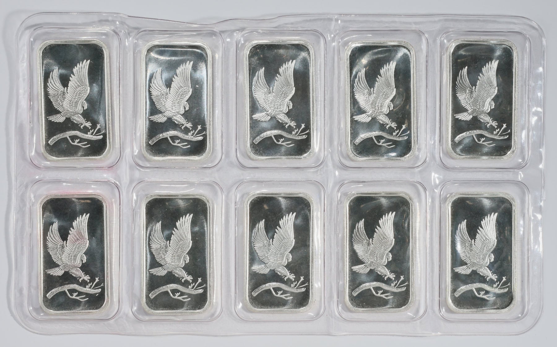ND Silver 1 oz Private Mint Ingot Bars (10-Piece Strip) 9.99 oz ASW
