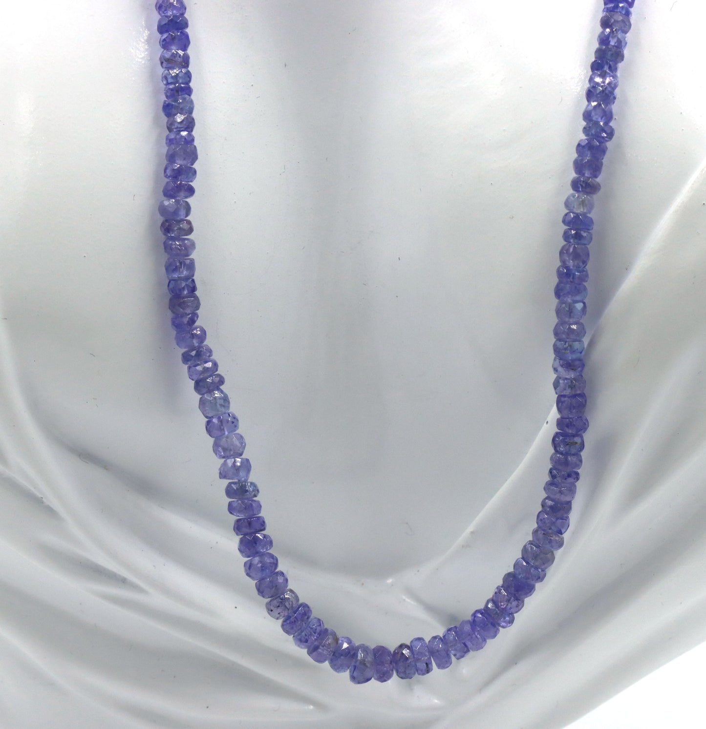 Tanzanite bead necklace with sterling silver clasp