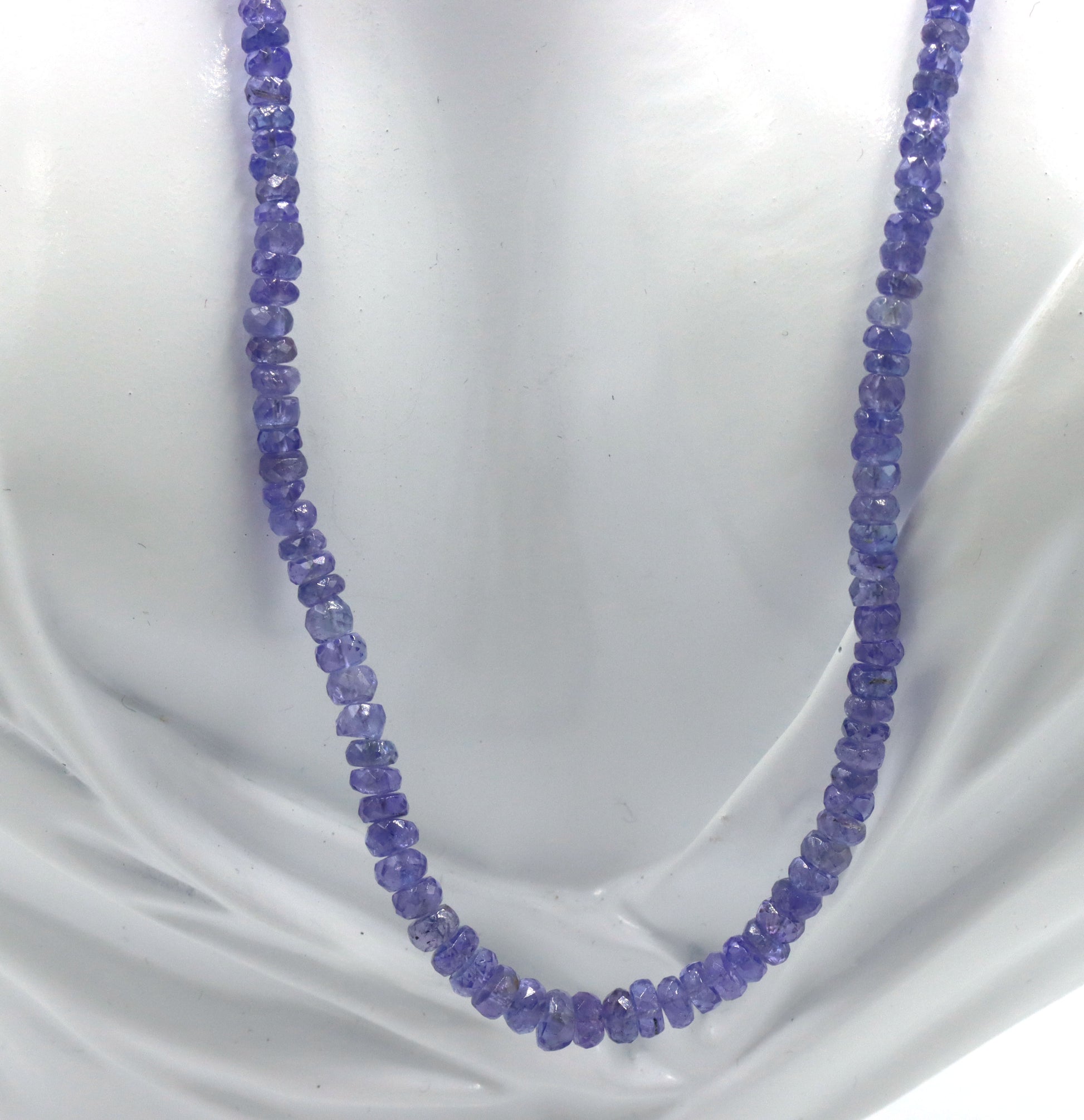 Tanzanite bead necklace with sterling silver clasp