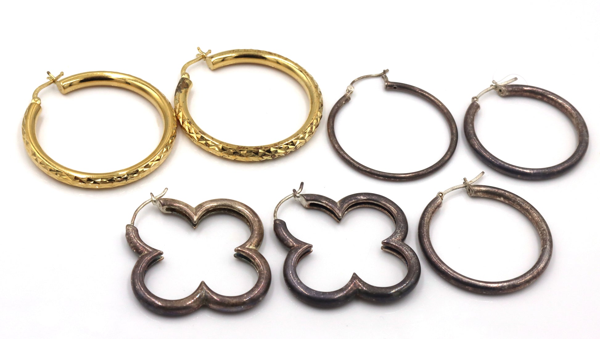 3 Pairs of 925 sterling silver hoop earrings