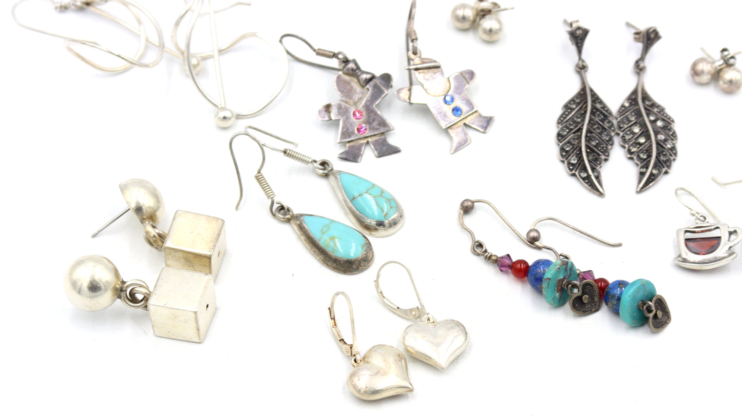 Group lot of Vintage 925 sterling silver earrings