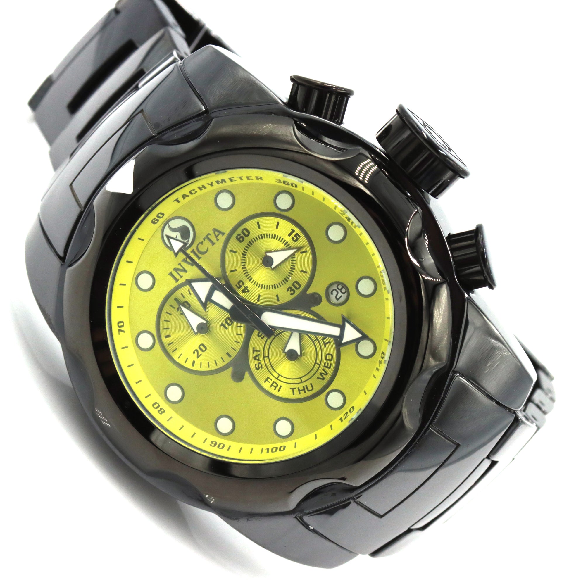 Men's Invicta chronograph yellow dial watch