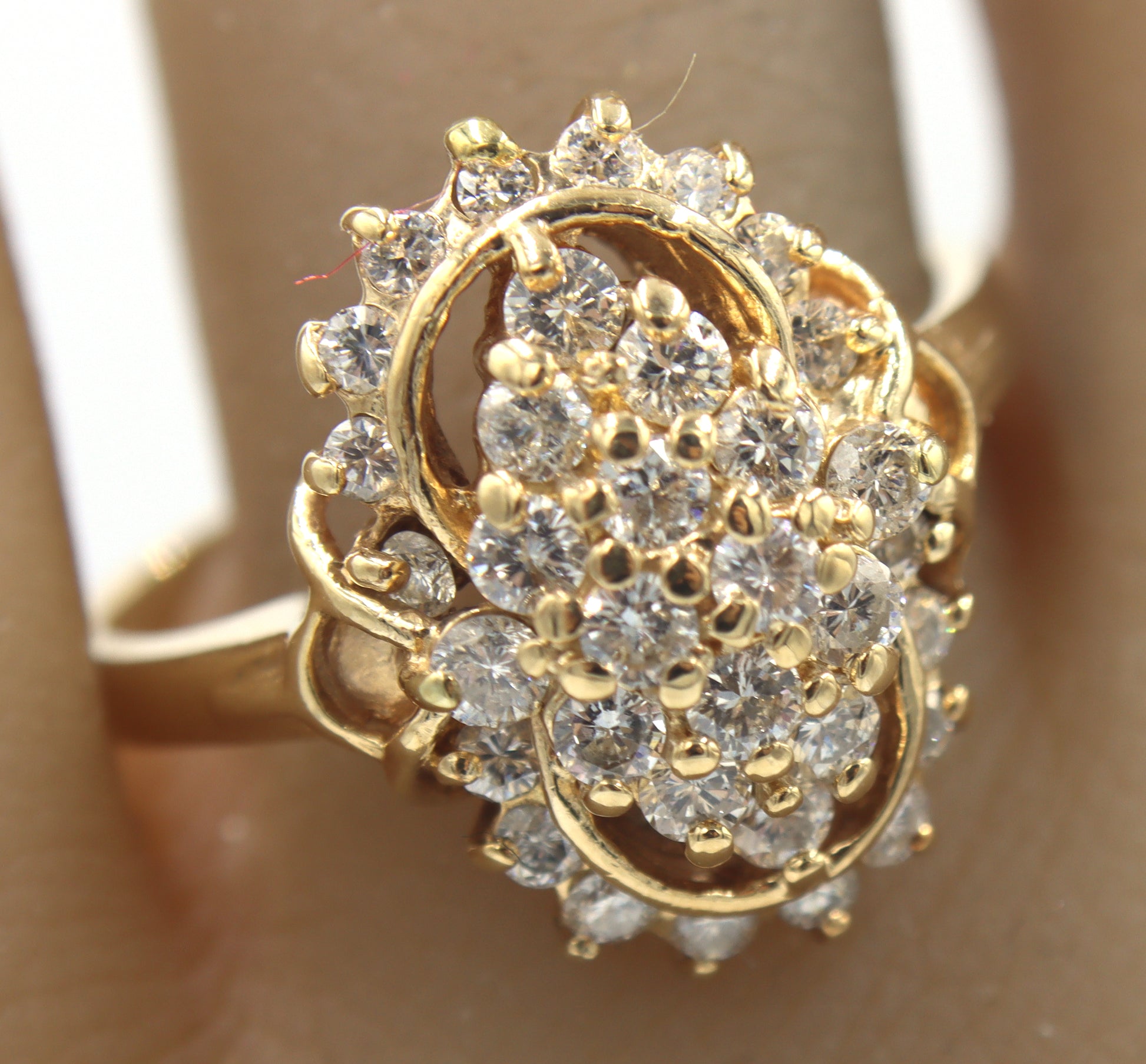 14kt Yellow Gold approximate 0.60ctw Diamond Cluster Ring