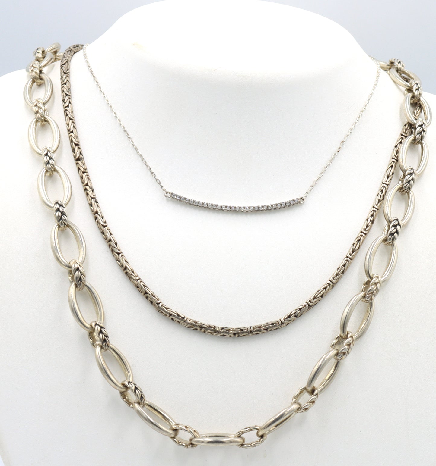 Group lot of 3 Vintage 925 sterling silver necklaces