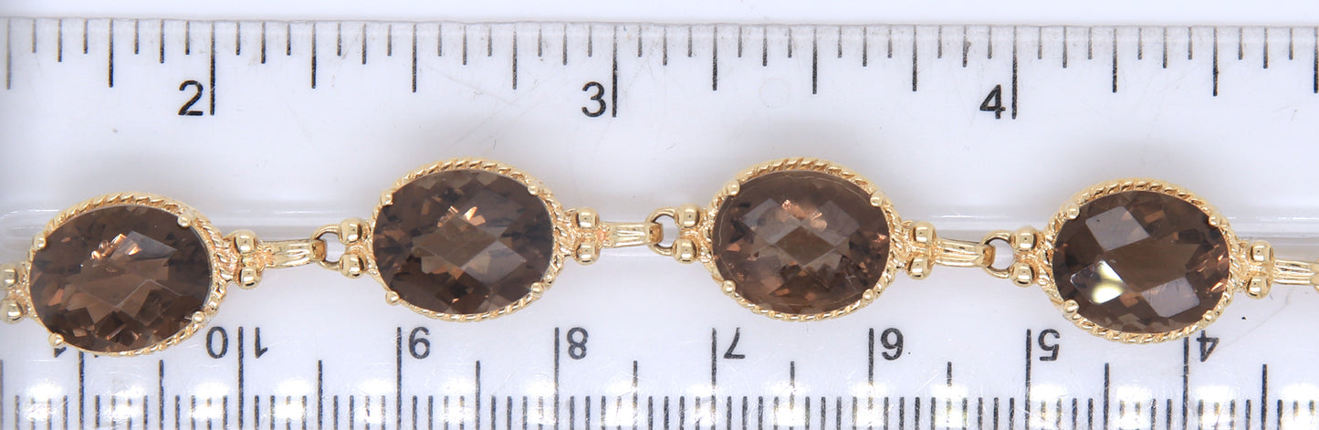 Wonderful Smokey Quartz Yellow Gold Bracelet