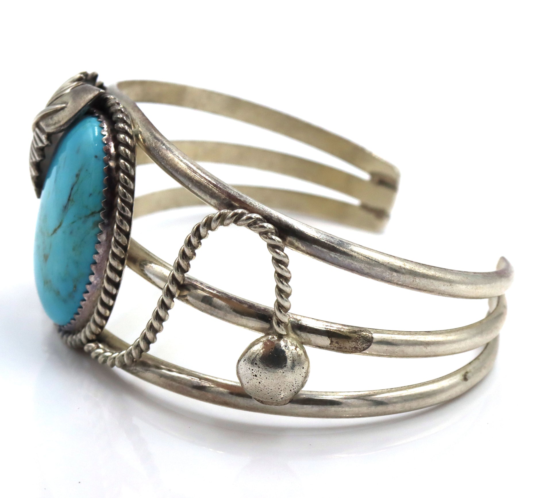 925 Sterling silver signed turquoise cuff bangle