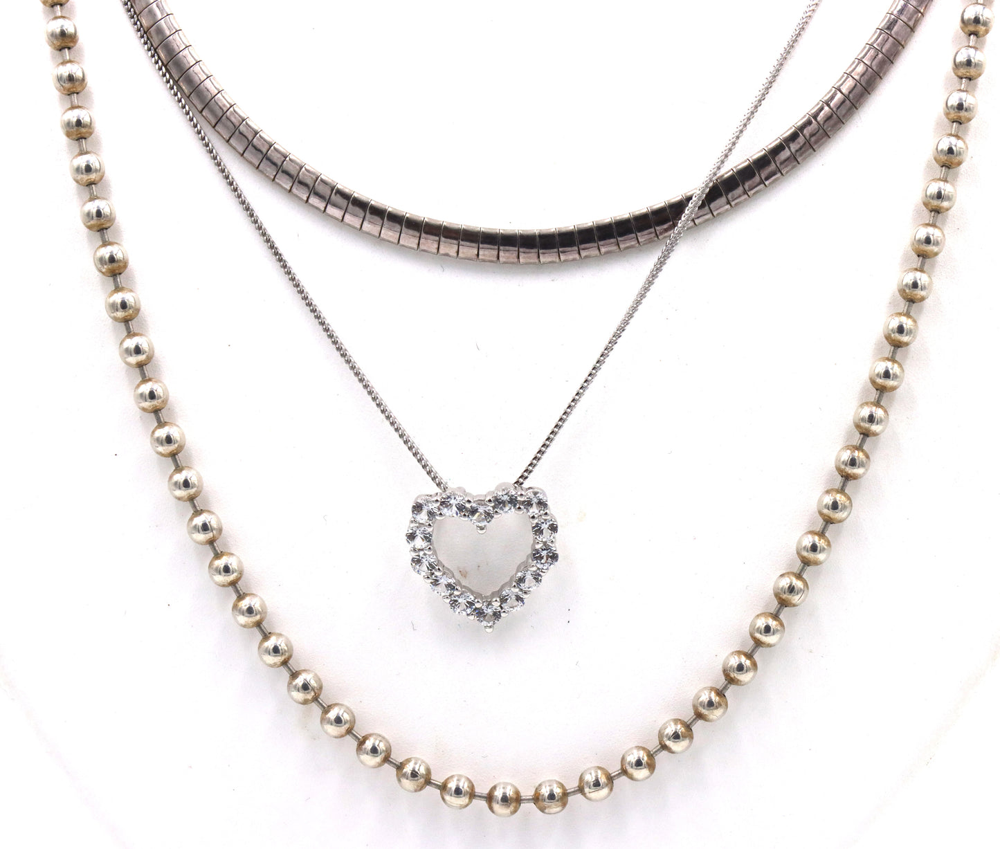 Group lot of 3 vintage 925 sterling silver necklaces