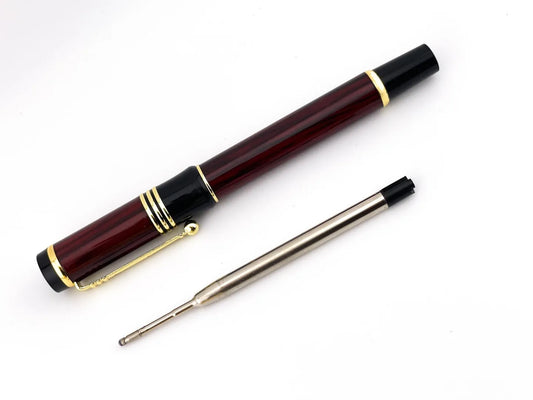 Pierre Lorren Antique Meander Rollerball Pen Set – 18K Gold Overlay on Silver Metal, Handmade Engrav