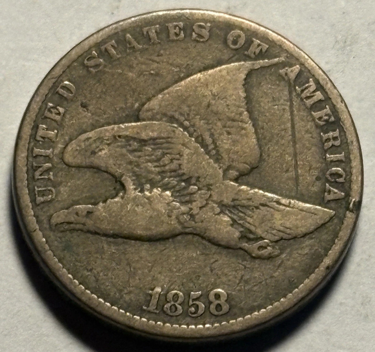 1858 Flying Eagle Cent Large Letters Circulated Example