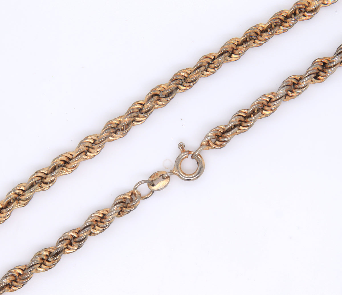 Italian vintage 925 sterling silver rope chain necklace