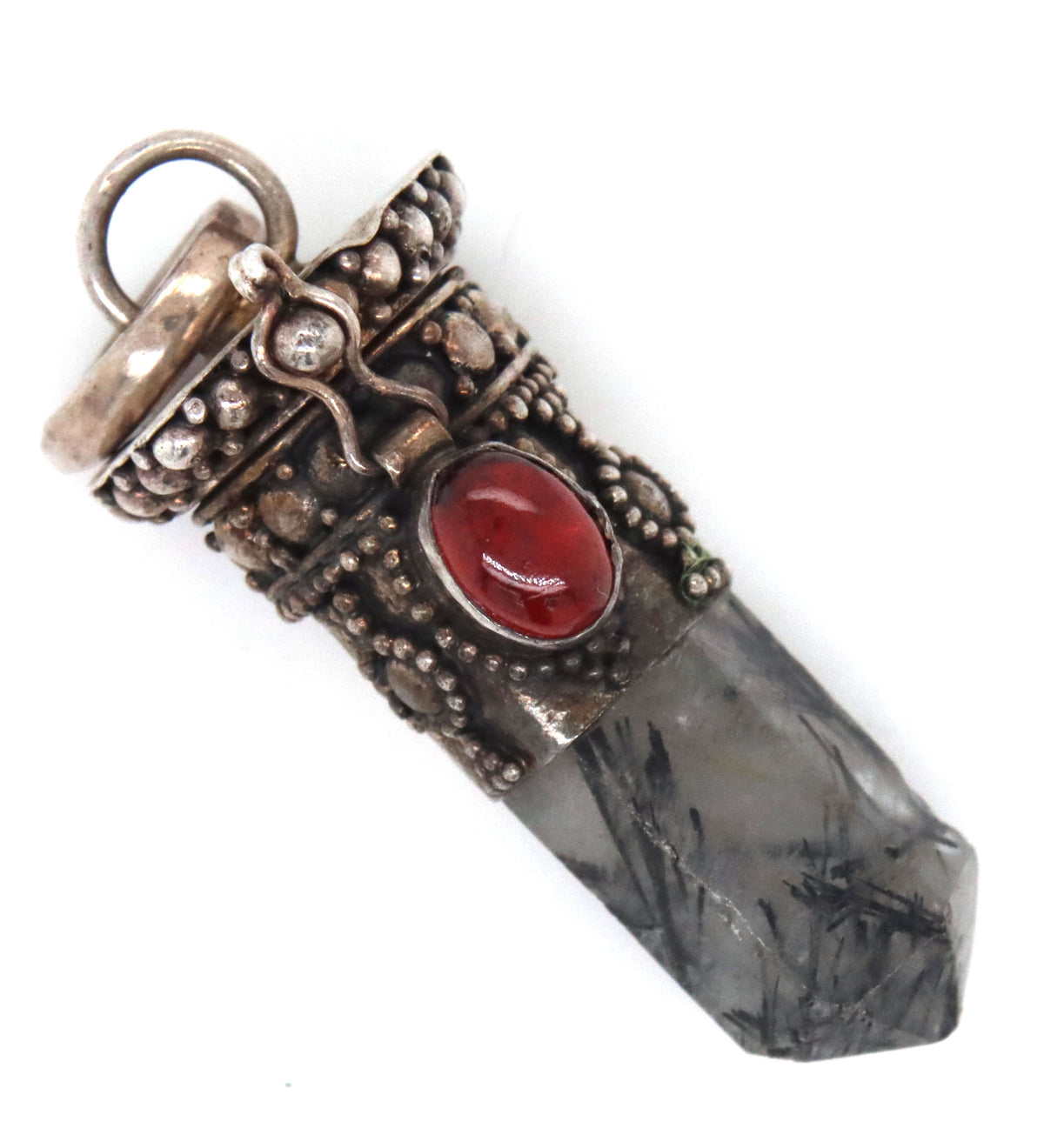 925 Sterling silver clear quartz locket box pendant charm