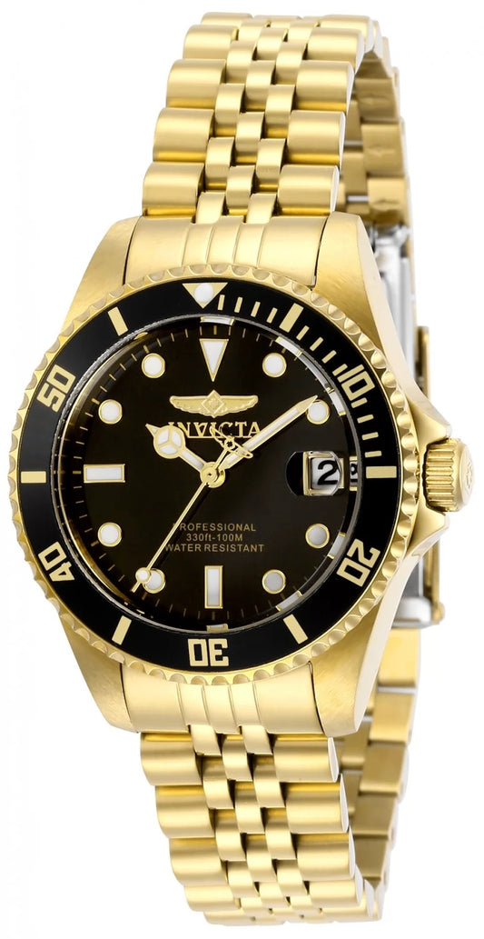 Invicta Women's 29190 Pro Diver Quartz 3 Hand Black Dial Watch