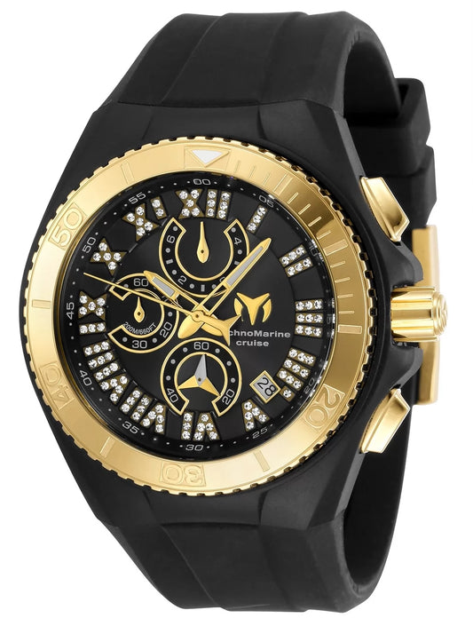 Technomarine Men's TM-119016 Cruise Quartz 3 Hand Gold, Black Dial Watch