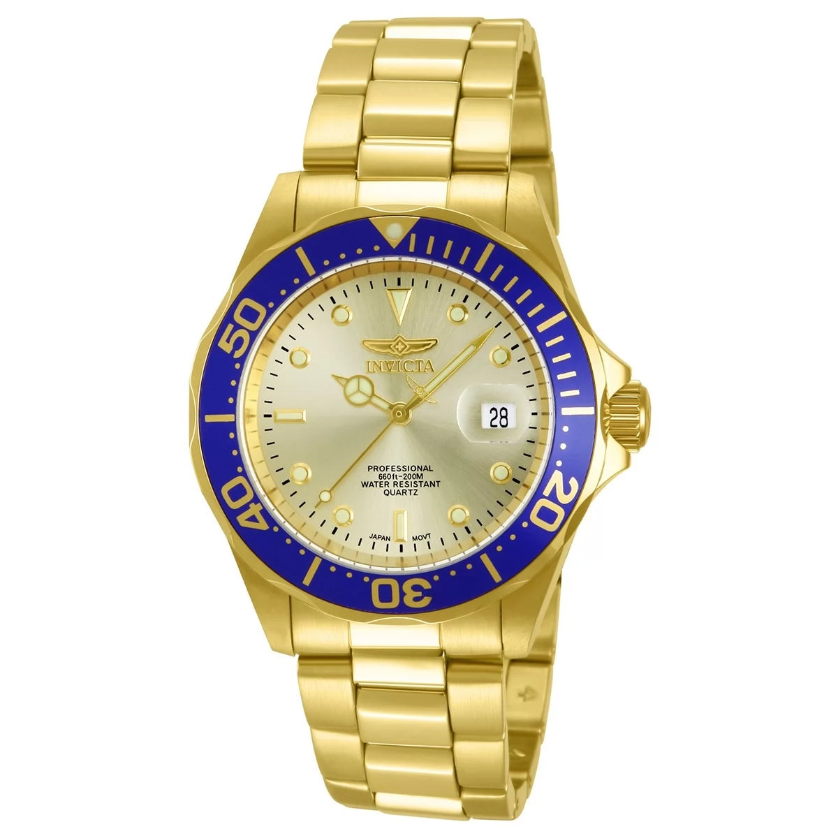 Invicta Men's Pro Diver Quartz 3 Hand Gold Dial Watch