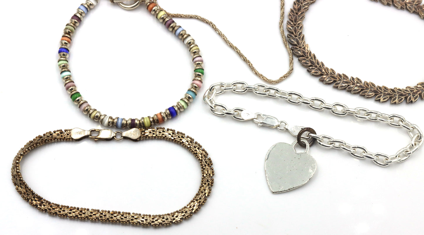 Group lot of 9 Vintage 925 sterling silver bracelets