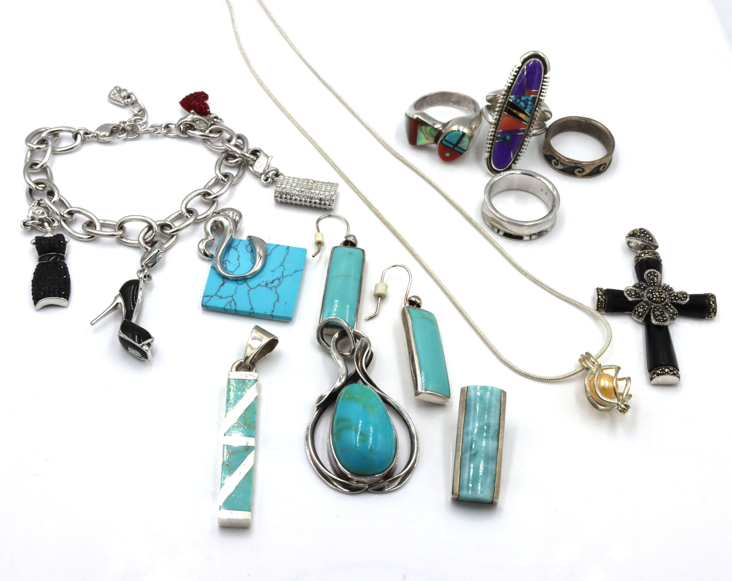Group lot of vintage 925 sterling silver mixed jewelry