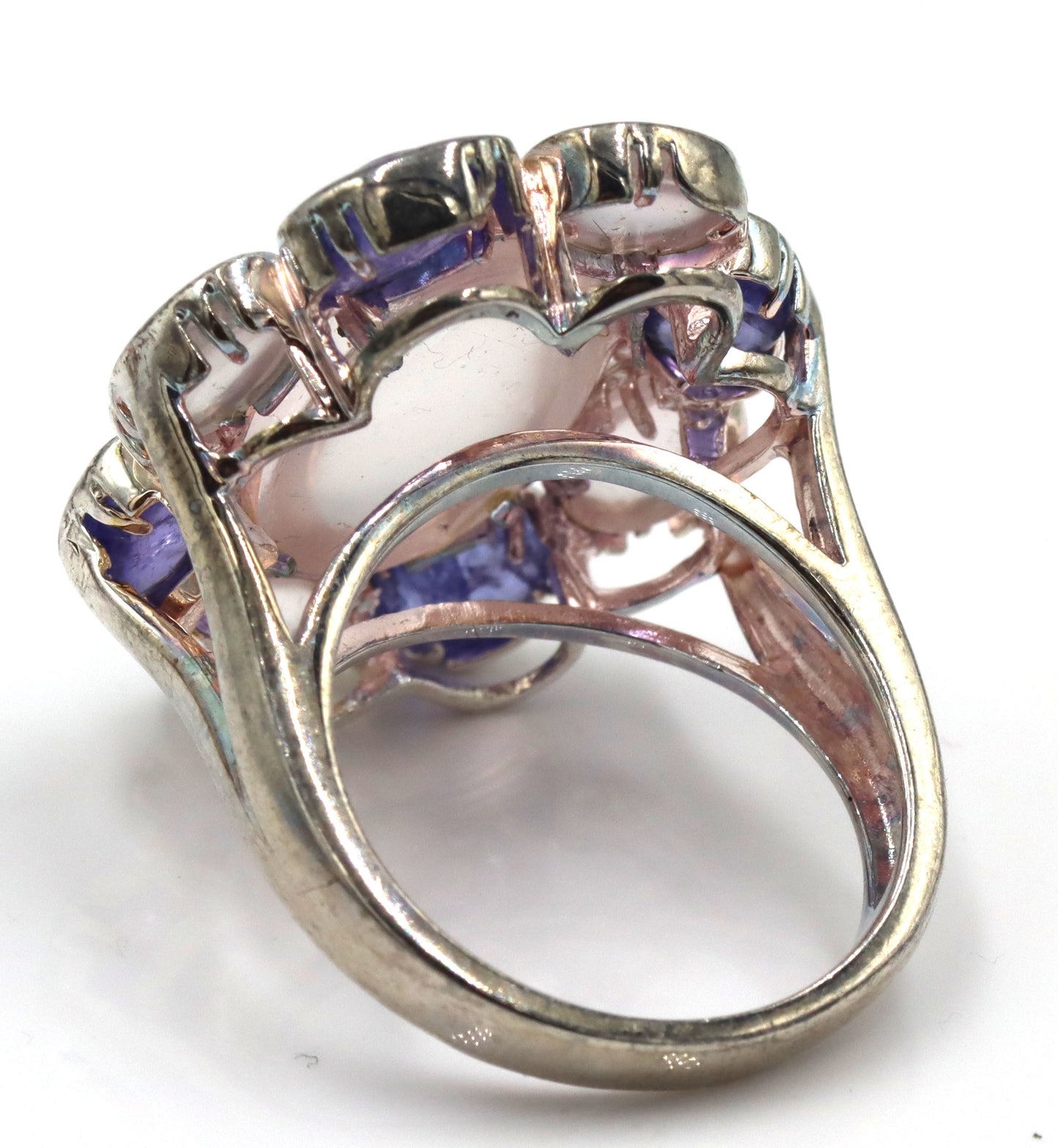 925 Sterling Silver Blue Calcedoney And Quartz Set Of Earrings And Ring