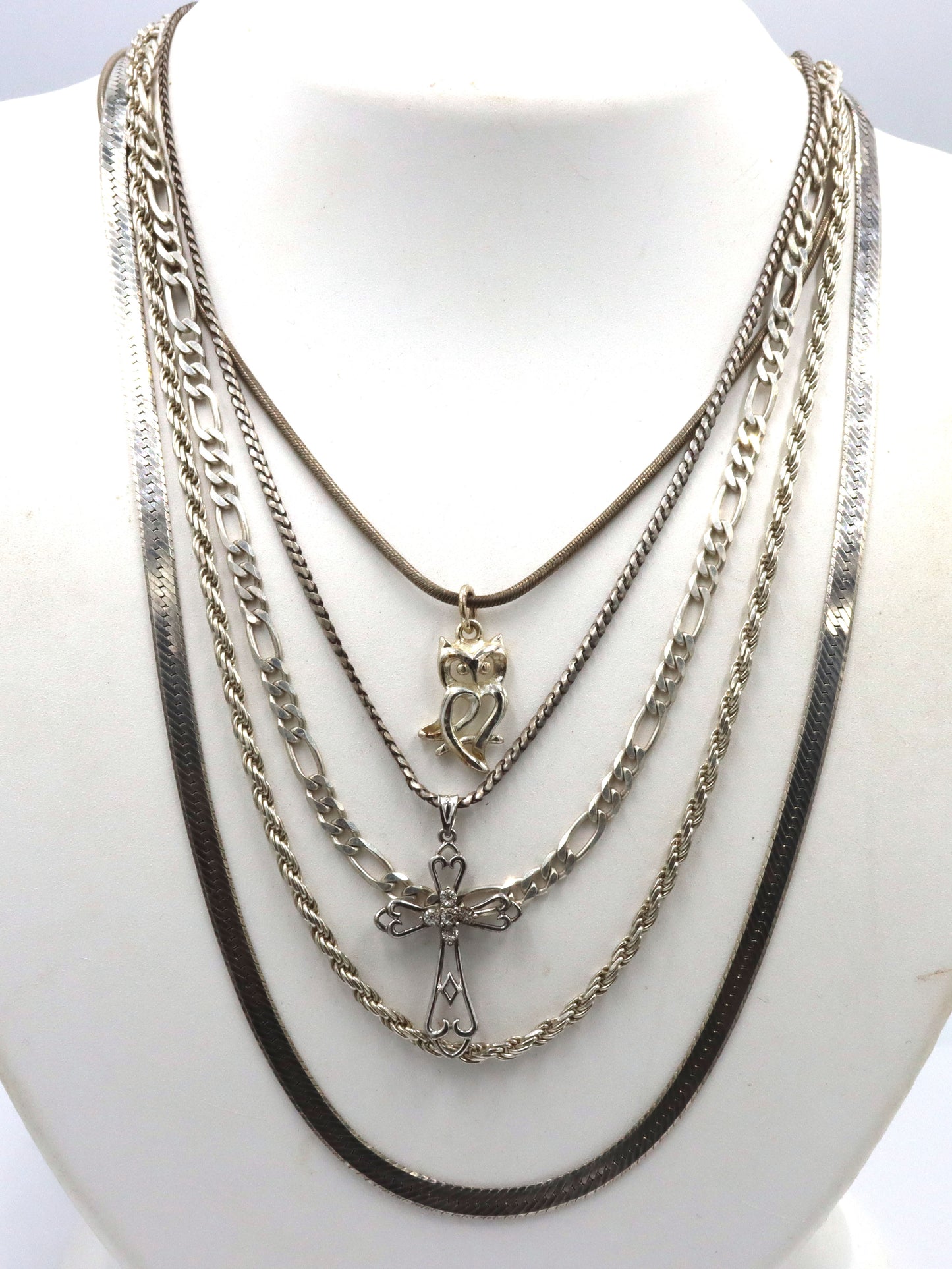 Group lot of 5 Vintage 925 sterling silver necklaces