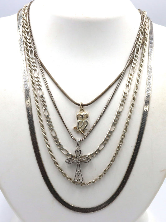 Group lot of 5 Vintage 925 sterling silver necklaces