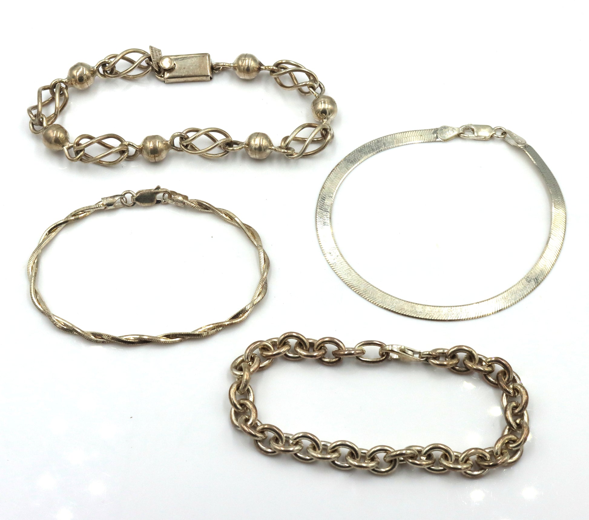 Group lot of 4 Vintage 925 sterling silver bracelets