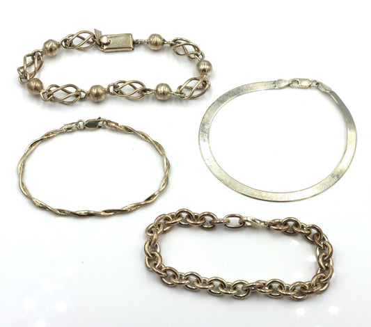 Group lot of 4 Vintage 925 sterling silver bracelets