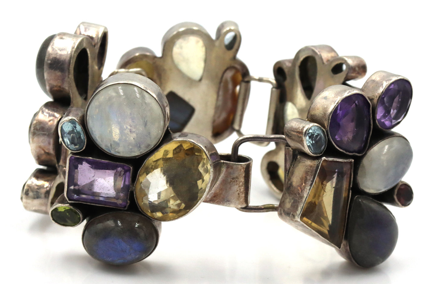 Vintage 925 sterling silver multi color crystal bracelet