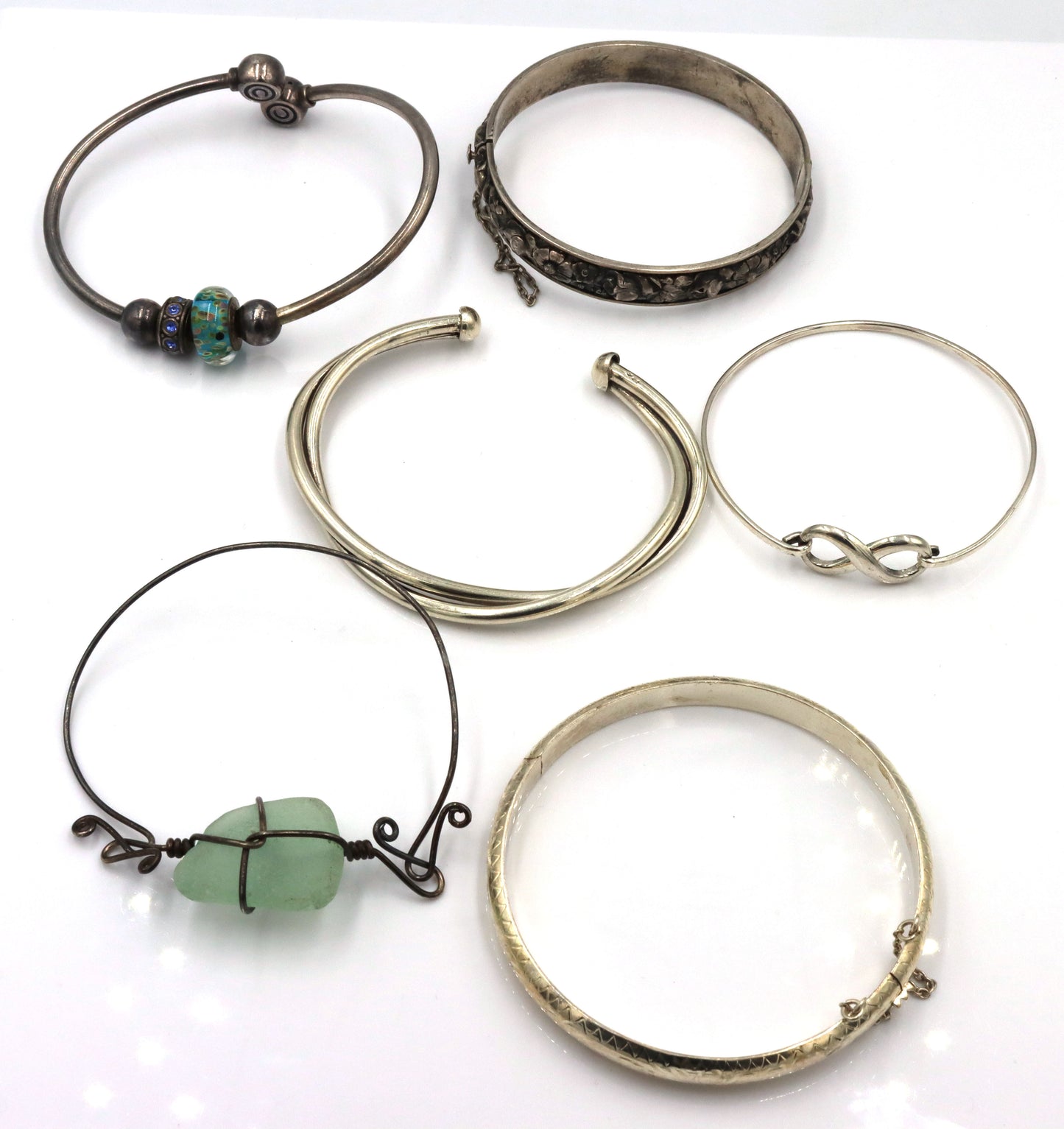 Vintage 925 sterling silver group lot of 6 bangles