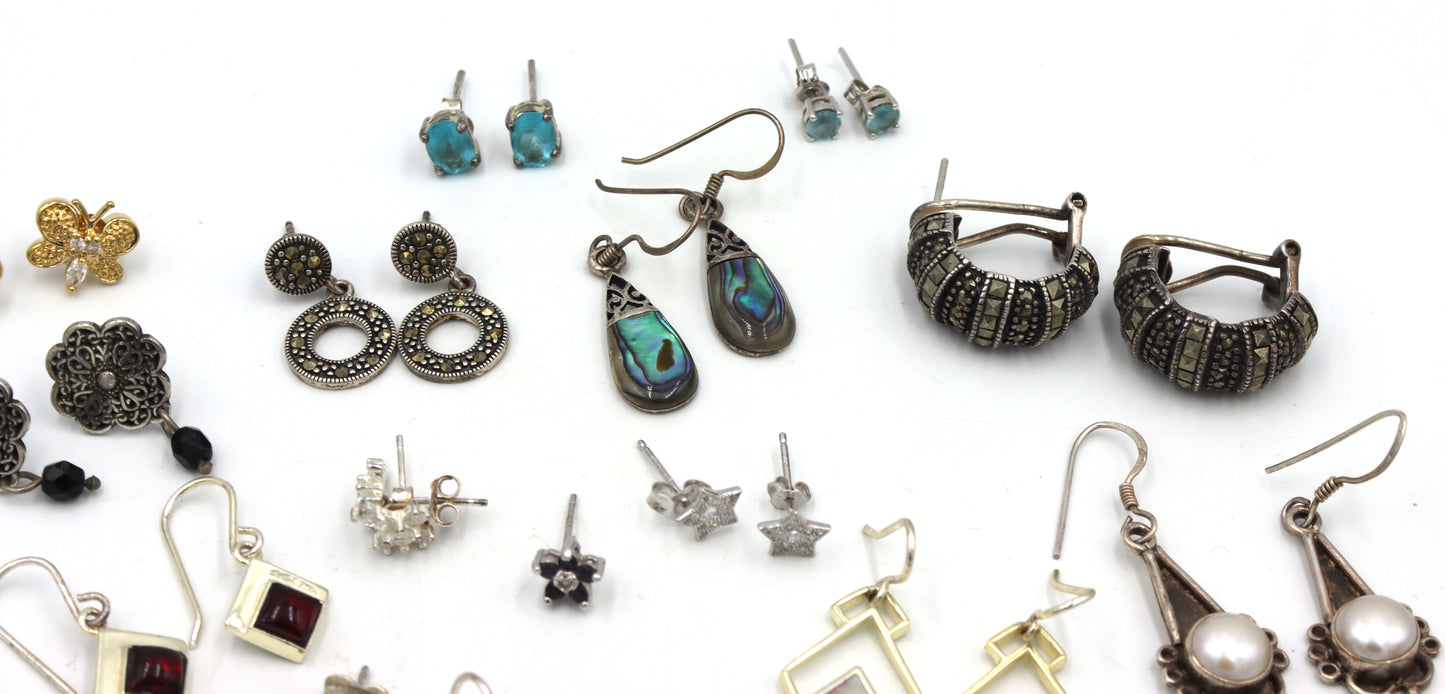 Vintage 925 sterling silver group lot of earrings