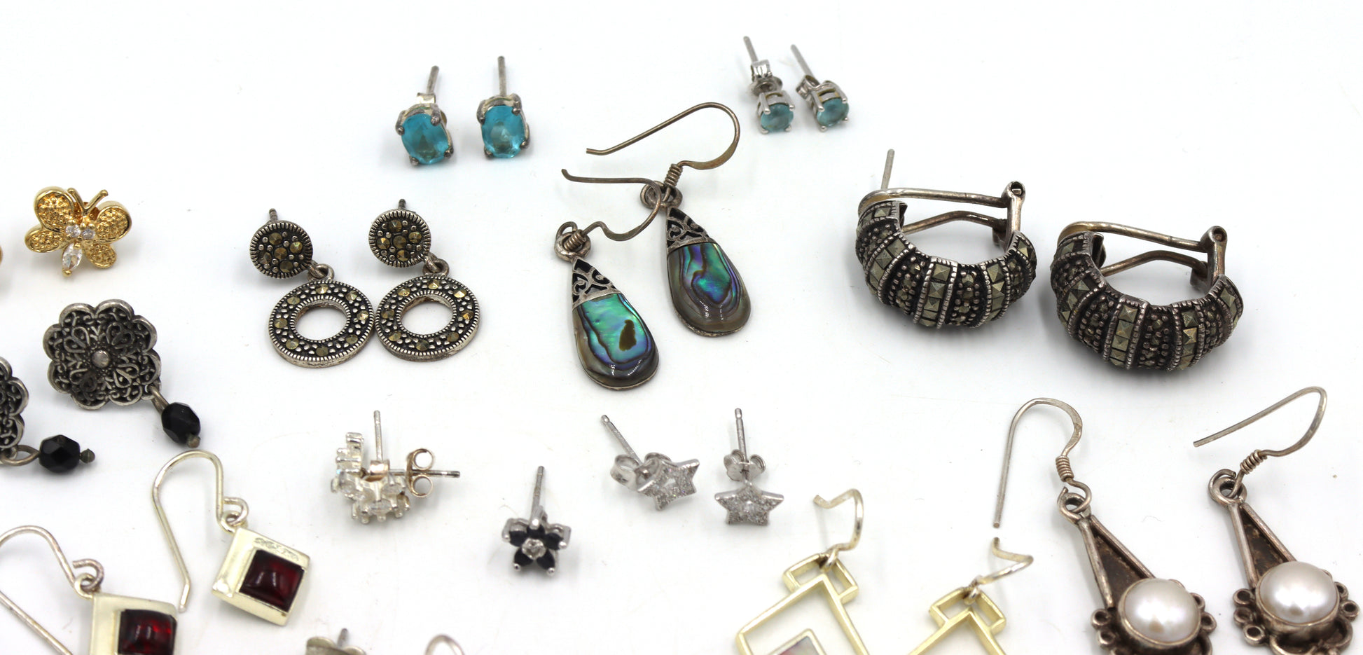 Vintage 925 sterling silver group lot of earrings