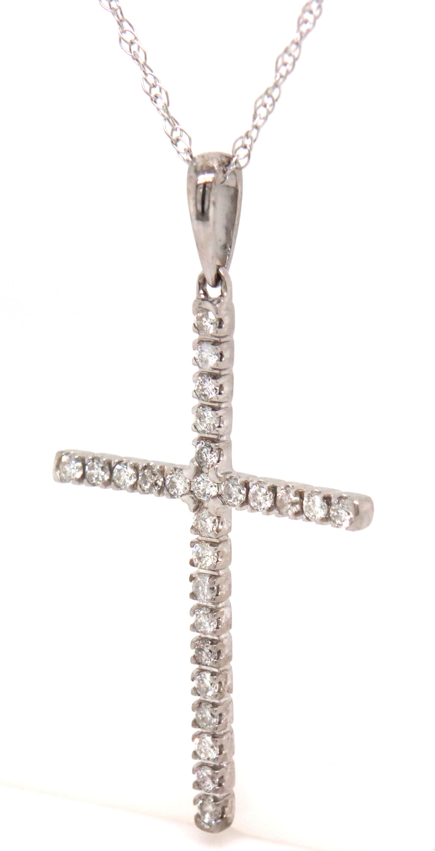 10kt White gold 0.35ctw diamond cross pendant on chain