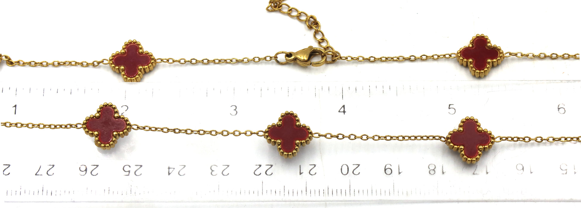 Gold plated clover station necklace