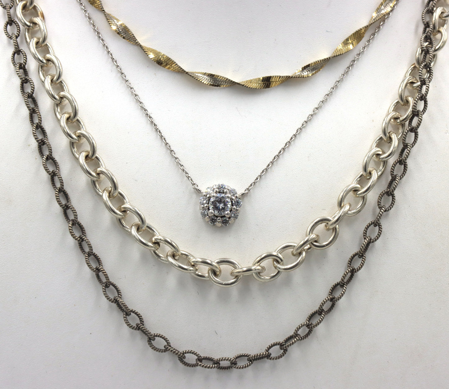 Vintage 925 sterling silver group lot of 4 necklaces