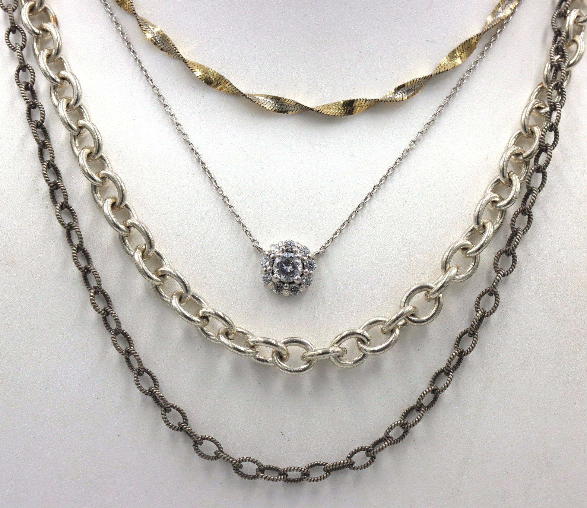 Vintage 925 sterling silver group lot of 4 necklaces