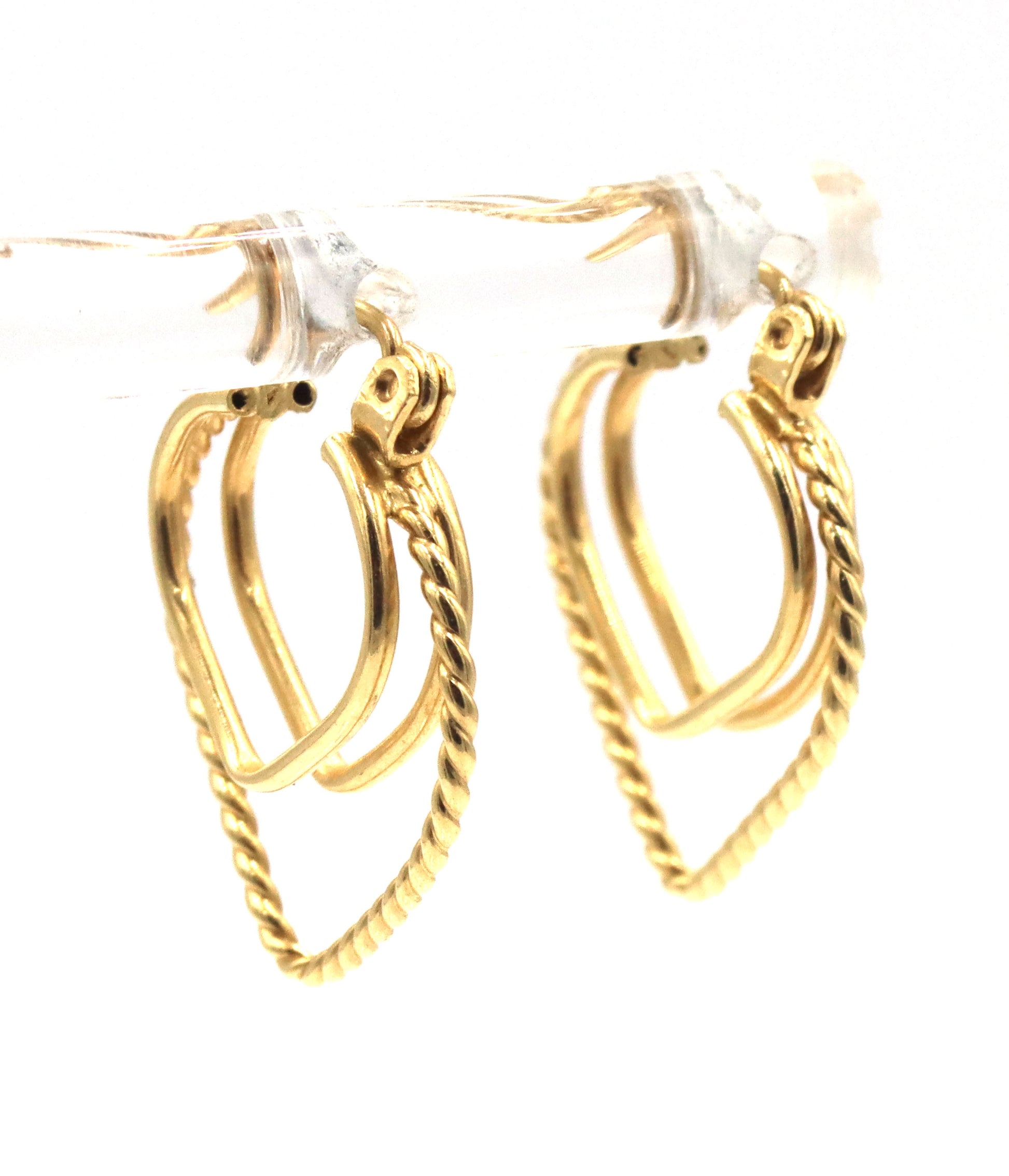 14kt Yellow gold double heart shaped earrings