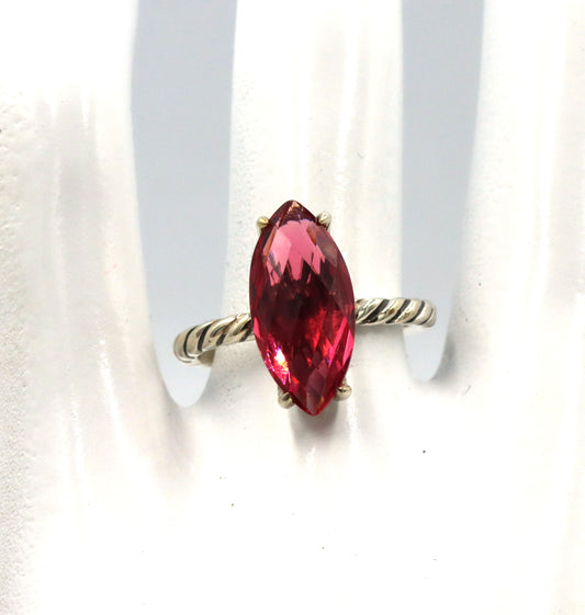 David Yurman red stone marquise shaped ring