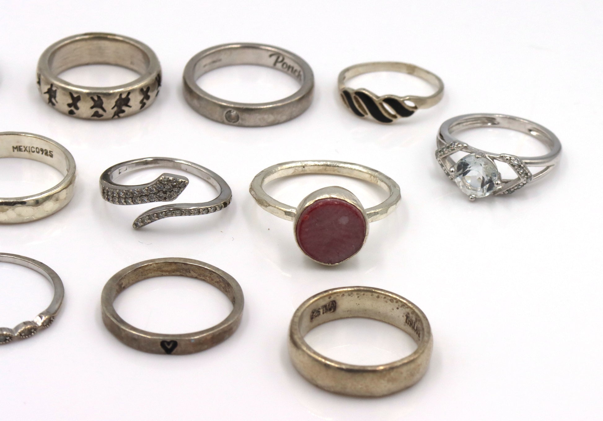 Group lot of Vintage 925 sterling silver rings