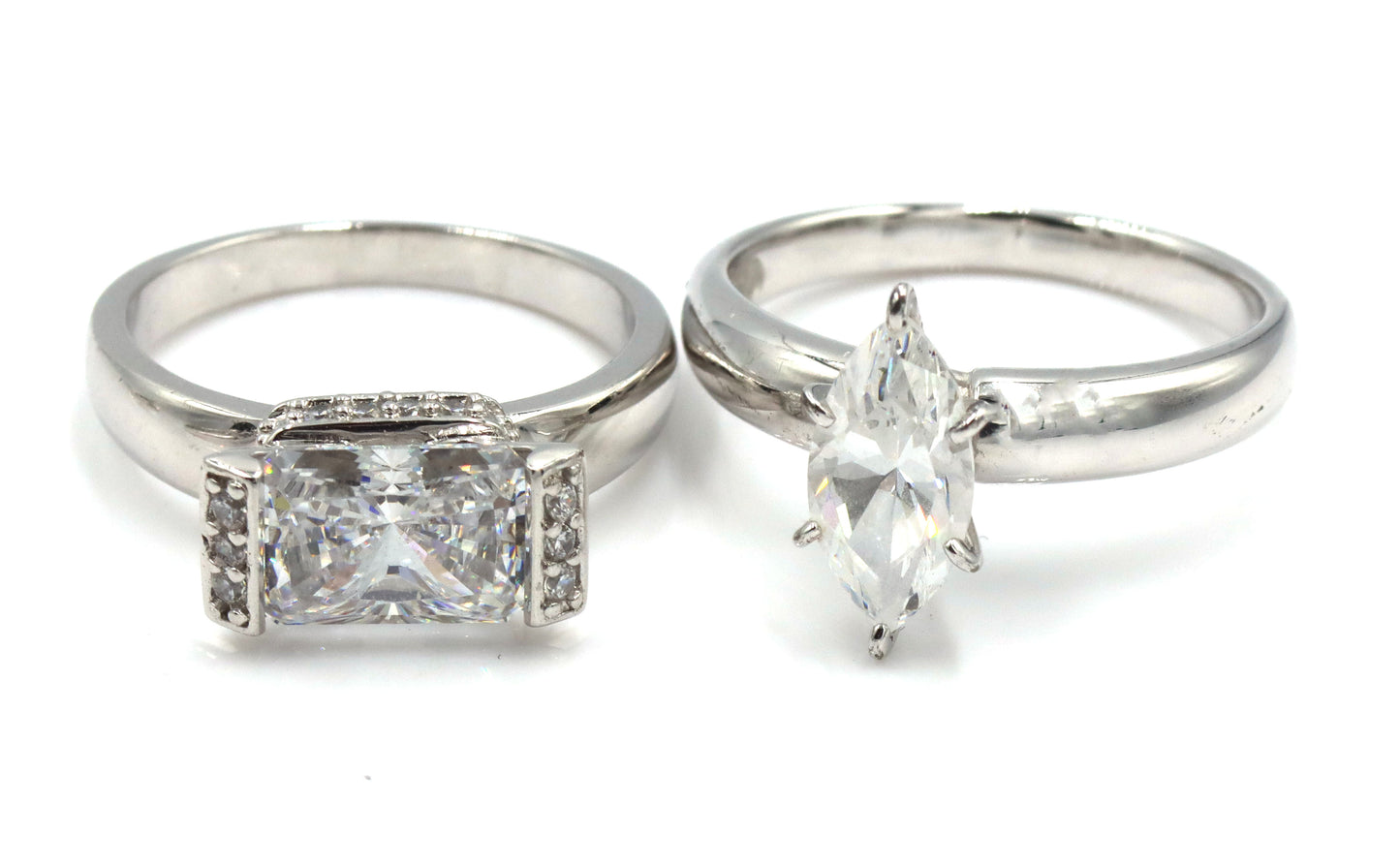 Group lot of 5 925 sterling silver cubic zirconia rings