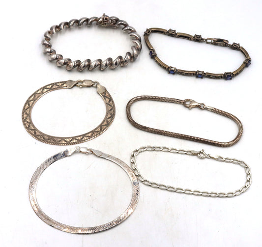 Group lot of 6 vintage 925 sterling silver bracelets