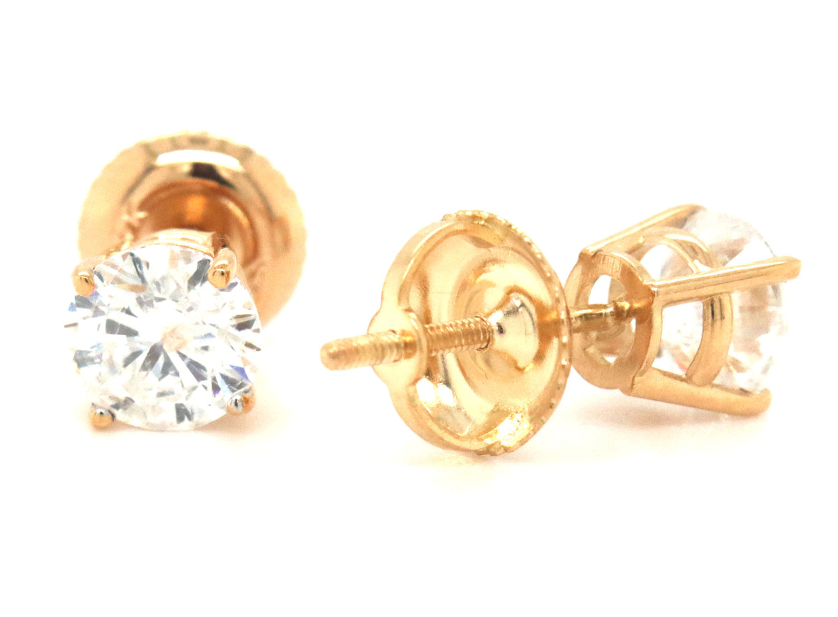 14kt Yellow gold 1.02ctw round brilliant cut diamond stud earrings